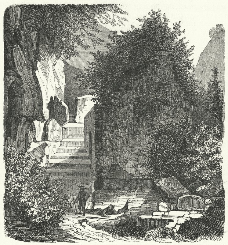 Grav av den romerske poeten Vergilius, Posillipo, Neapel (gravyr) av German School