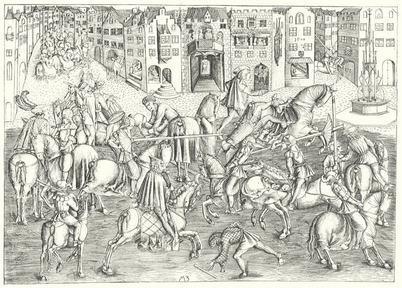 Turnering i München under regeringstiden av Albert IV, hertig av Bayern av German School