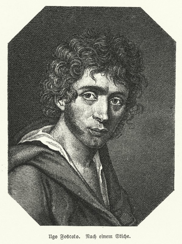 Ugo Foscolo, italiensk poet; soldat och revolutionär (litho) av German School