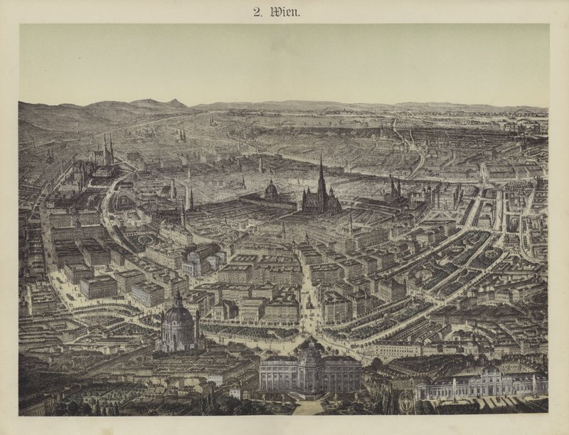 Wien, Österrike (färg litho) av German School