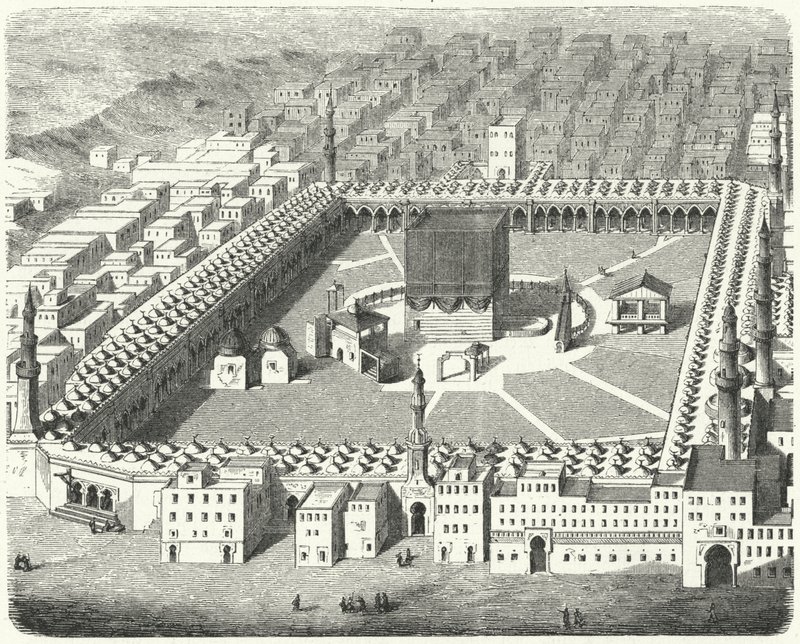 Utsikt över Kaba, Mecka (gravyr) av German School