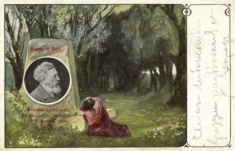 Wilhelm Liebknecht, tysk socialdemokratisk politiker (färg litho) av German School
