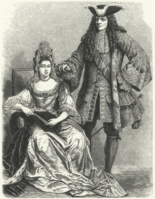 William III och Mary II, kung och drottning av England (gravyr) av German School