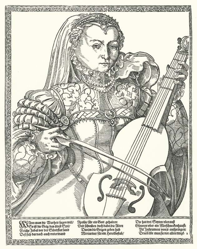 Kvinna som spelar cello (gravyr) av German School