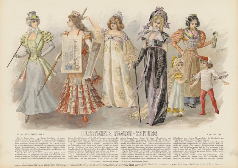 Kvinnors kostymer och mode (färg litho) av German School