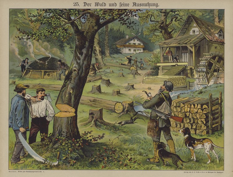 Träarbetare (färg litho) av German School