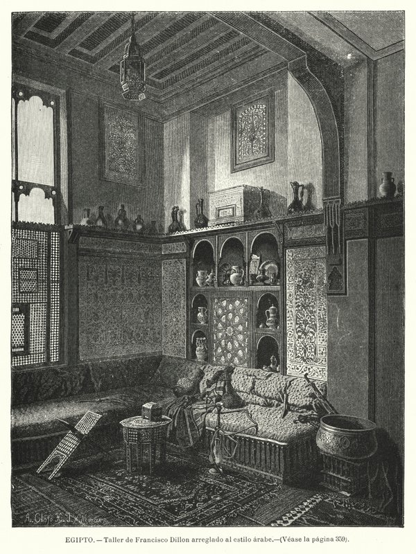 Verkstad av Francis Dillon, dekorerad i arabisk stil (litho) av German School