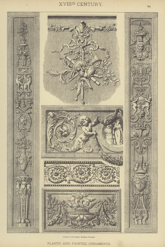 1800-tal, plast och målade prydnadsföremål (färg litho) av German School