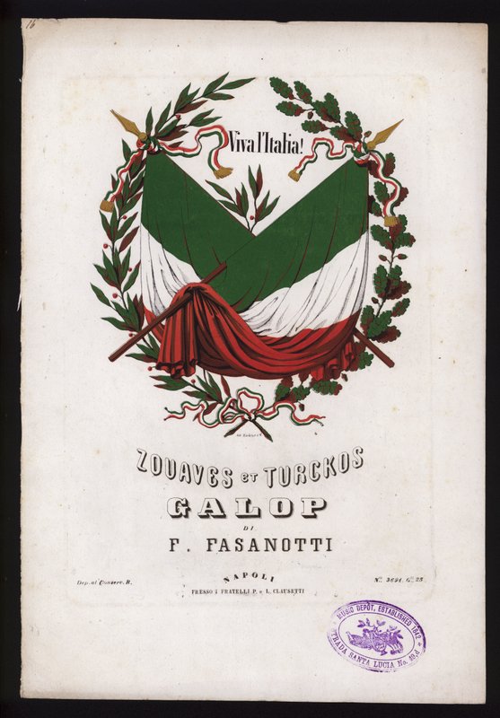 Zouaves et Turckos, galopp av F Fasanotti, notomslag (färg litho) av German School