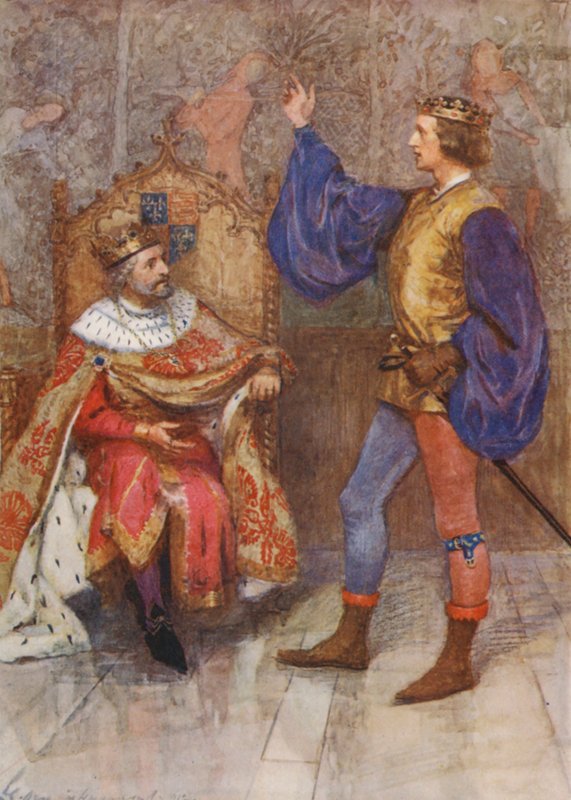 Shakespeare, Kung Henrik IV, del I (färglitografi) av Gertrude E. Demain (after) Hammond