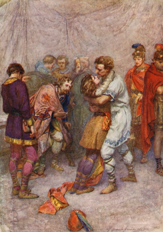 William Shakespeares pjäs: Cymbeline (färglitografi) av Gertrude E. Demain (after) Hammond