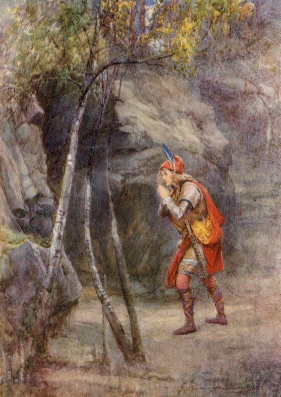 William Shakespeares pjäs: Cymbeline (färglitografi) av Gertrude E. Demain (after) Hammond
