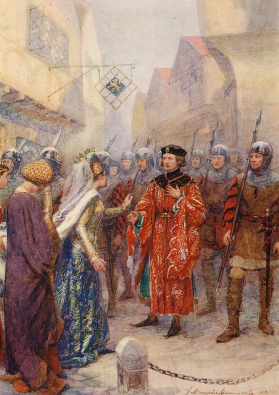 William Shakespeares pjäs: Richard II (färglitografi) av Gertrude E. Demain (after) Hammond