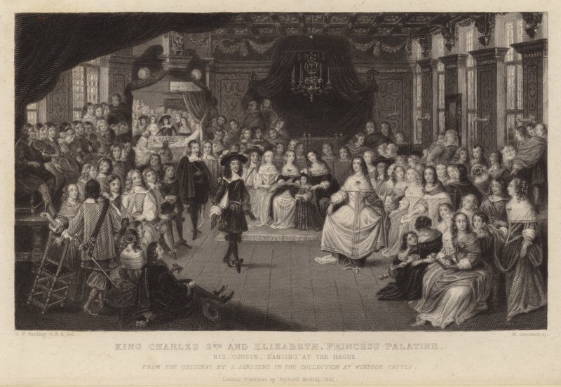 Kung Karl II och Elizabeth, prinsessan Palatine av Gheerart Janssen