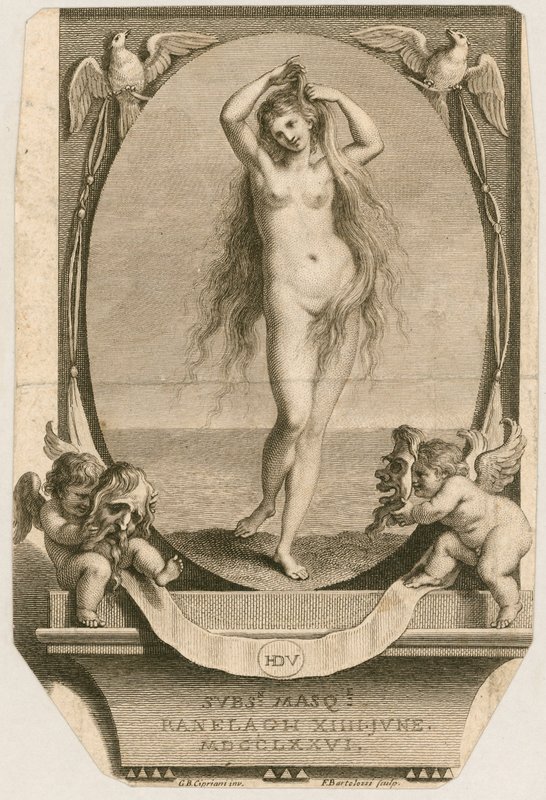 Inträdesbiljett till en maskeradbal i Ranelagh, London, 14 juni 1776 av Giovanni Battista Cipriani