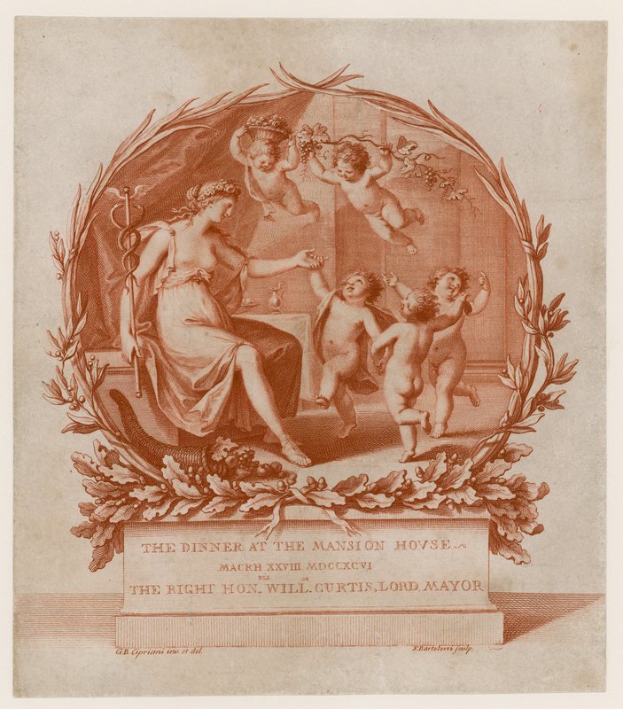 Inbjudan till middag på Mansion House, London, den 28 mars 1796 (gravyr) av Giovanni Battista Cipriani