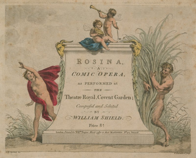 Rosina, en komisk opera som den spelades på Theatre Royal, Covent Garden. av Giovanni Battista Cipriani