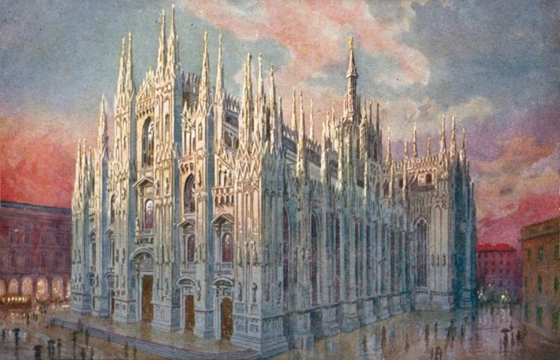 Milano / Milano: Duomo (färglitografi) av Giovanni Guerzoni