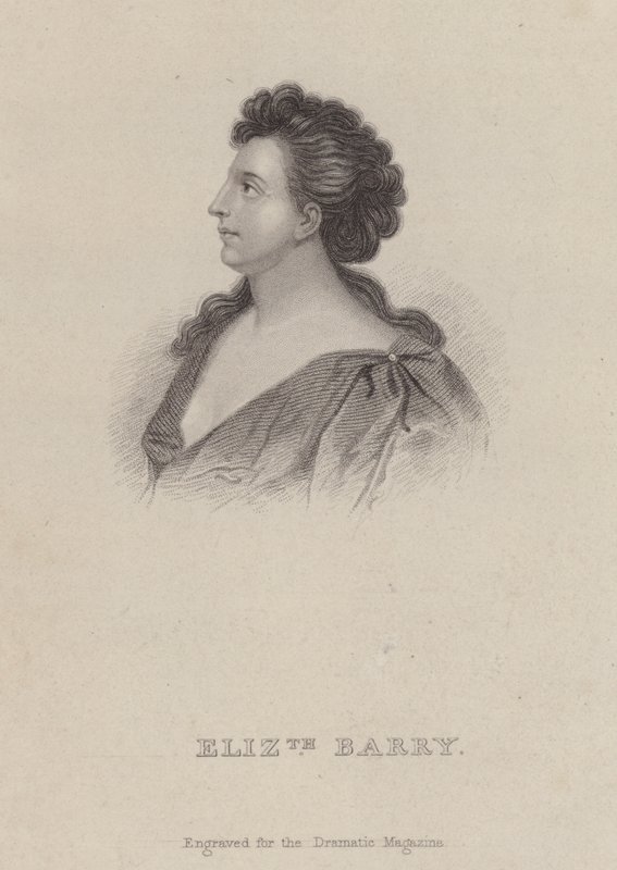 Elizabeth Barry, engelsk skådespelerska (gravyr) av Godfrey (after) Kneller