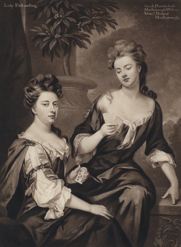 Sarah, hertiginnan av Marlborough och Lady Fitzhardinge (litho) av Godfrey (after) Kneller