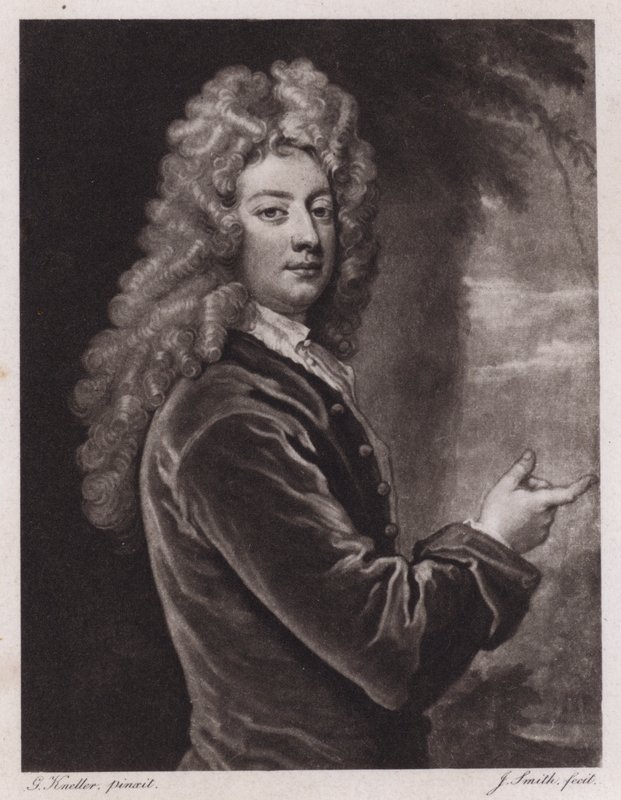 William Congreve, engelsk dramatiker (gravyr) av Godfrey (after) Kneller