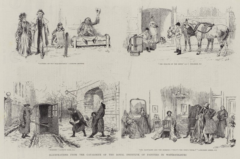 Illustrationer från katalogen från Royal Institute of Painters in Water-Colours av Gordon Frederick Browne