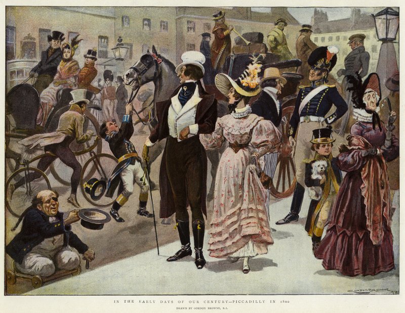 I de tidiga dagarna av vårt århundrade, Piccadilly år 1800 av Gordon Frederick Browne