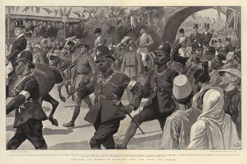 Hertigen och hertiginnan av Cornwalls resa, inresan till Durban av Gordon Frederick Browne