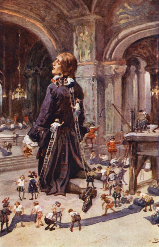 Illustration till Gullivers resor av Jonathan Swift (färglitografi) av Gordon Frederick (after) Browne
