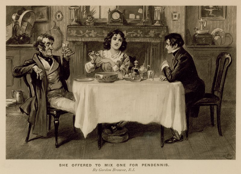 Illustration för The History of Pendennis av Thackeray (litho) av Gordon Frederick (after) Browne