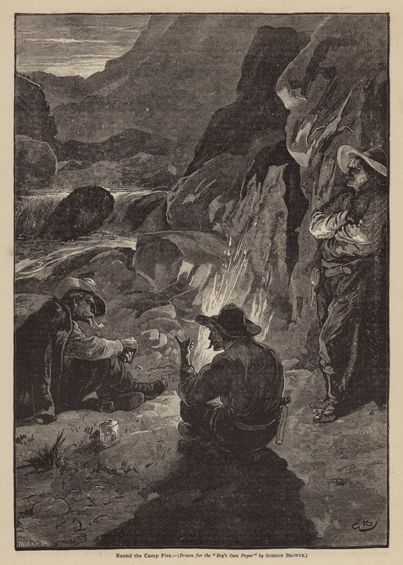 Runt lägerelden (litografi) av Gordon Frederick (after) Browne