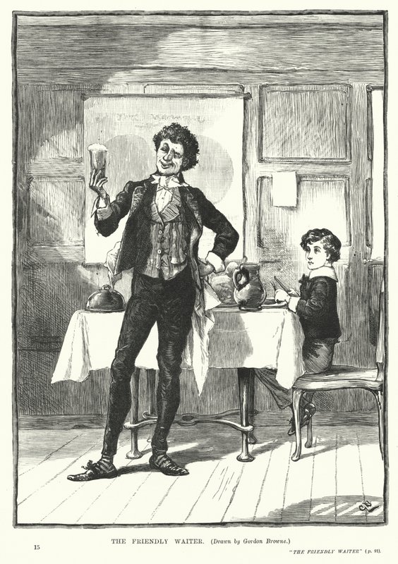 Den vänliga servitören (gravyr) av Gordon Frederick (after) Browne