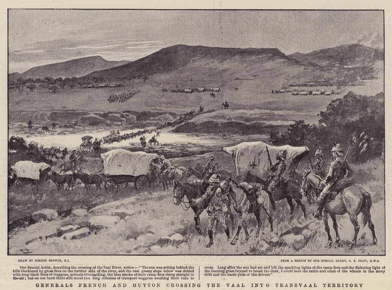Generalerna French och Hutton korsar Vaal till Transvaals territorium av Gordon Frederick Browne