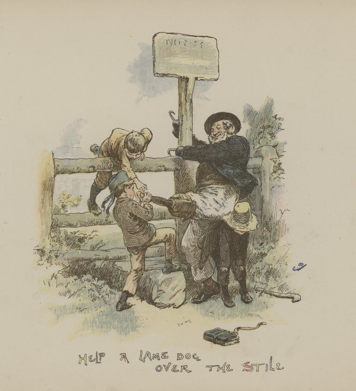 Hjälp en halt hund över stilen av Gordon Frederick Browne
