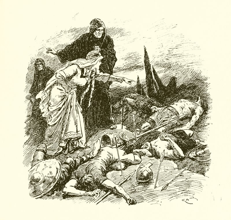 Drottning Edith hittar Harolds kropp efter slaget vid Hastings av Gordon Frederick Browne