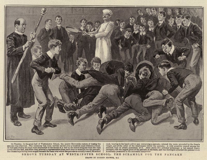 Skärtisdag på Westminster School, Scramble for the Pancake av Gordon Frederick Browne