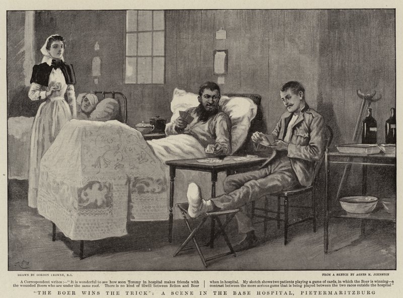 Boern vinner tricket, en scen på bas-sjukhuset i Pietermaritzburg av Gordon Frederick Browne