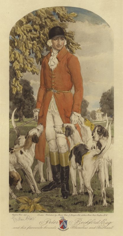 Peter Beckford Esq och hans favorithundar Shameless and Brilliant (färg litho) av Gordon Ross