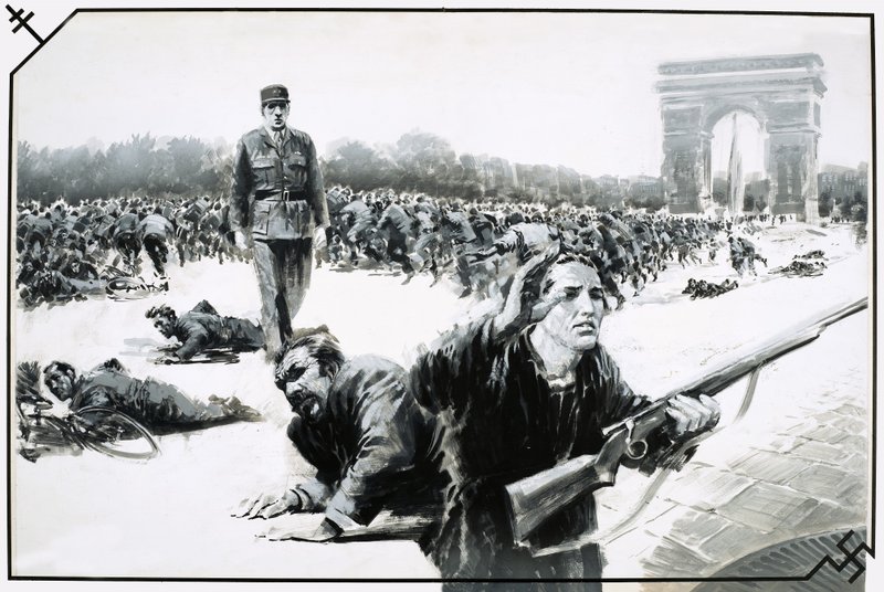 Charles de Gaulle tar sin segerpromenad längs Champs Elysses under befrielsen av Paris av Graham Coton