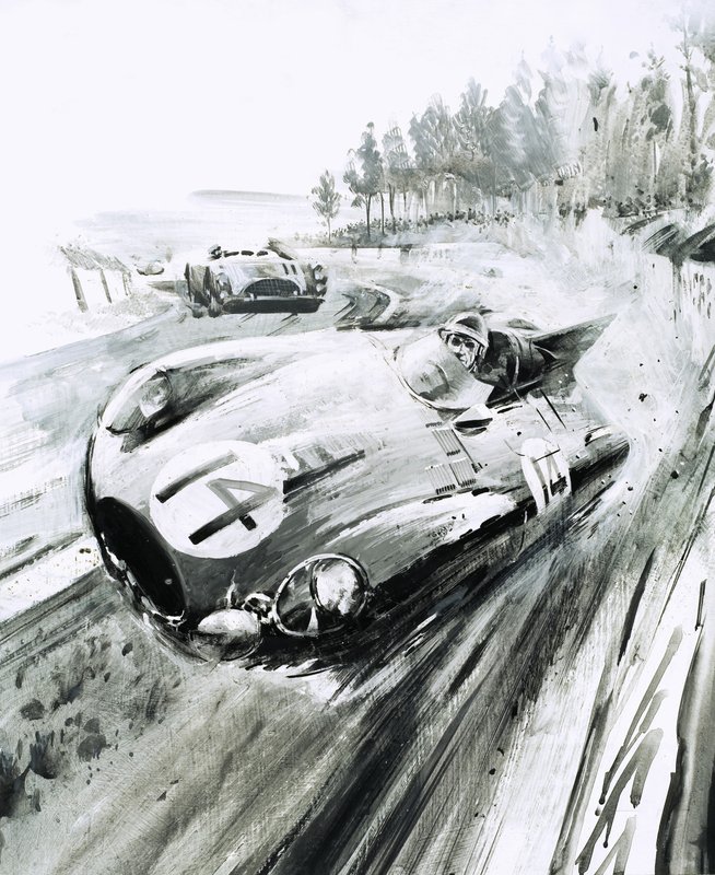 Jaguar av D-typ vid Le Mans 1954 av Graham Coton