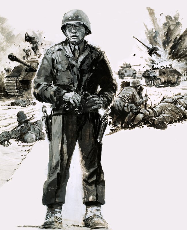General George C. Patton (gouache på papper) av Graham Coton