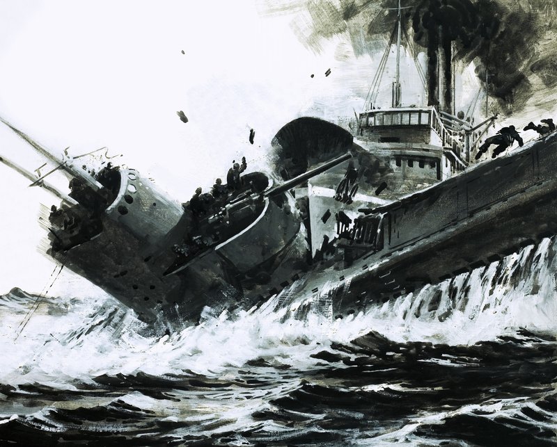 I Kinesiska sjön 1930 körde den 2.000 ton tunga ångaren Yuta in i sidan på ubåten Poseidon av Graham Coton