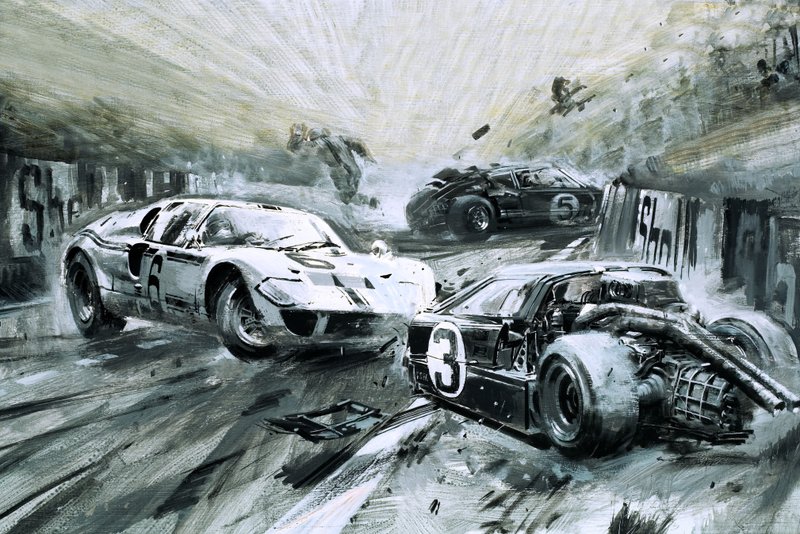 Le Mans-loppet 1967 (gouache på papper) av Graham Coton