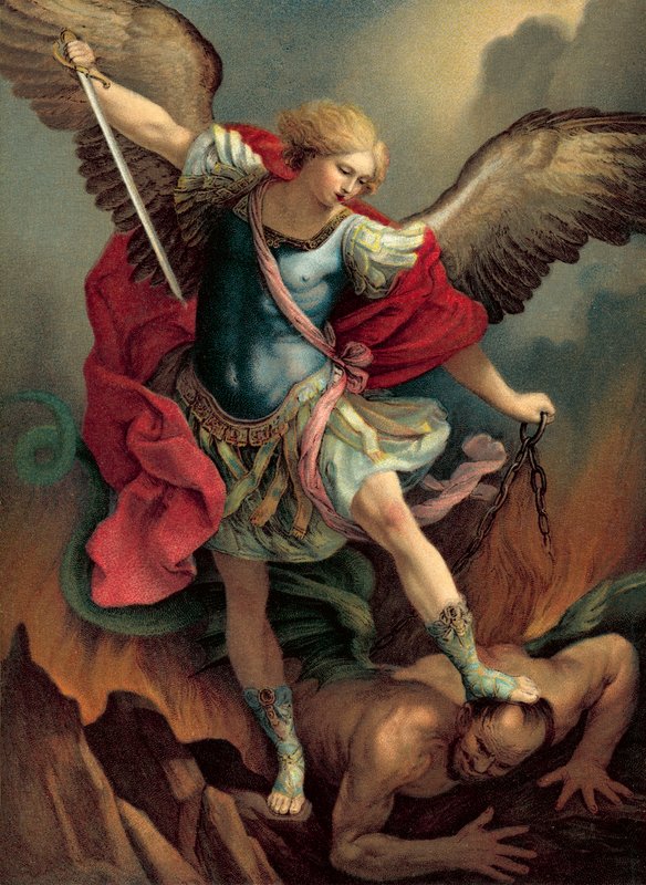 Ärkeängeln Michael (chromolitho) av Guido Reni