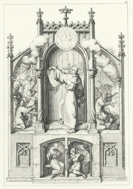Fyra scener ur Martin Luthers liv (gravyr) av Gustav Ferdinand Leopold Konig
