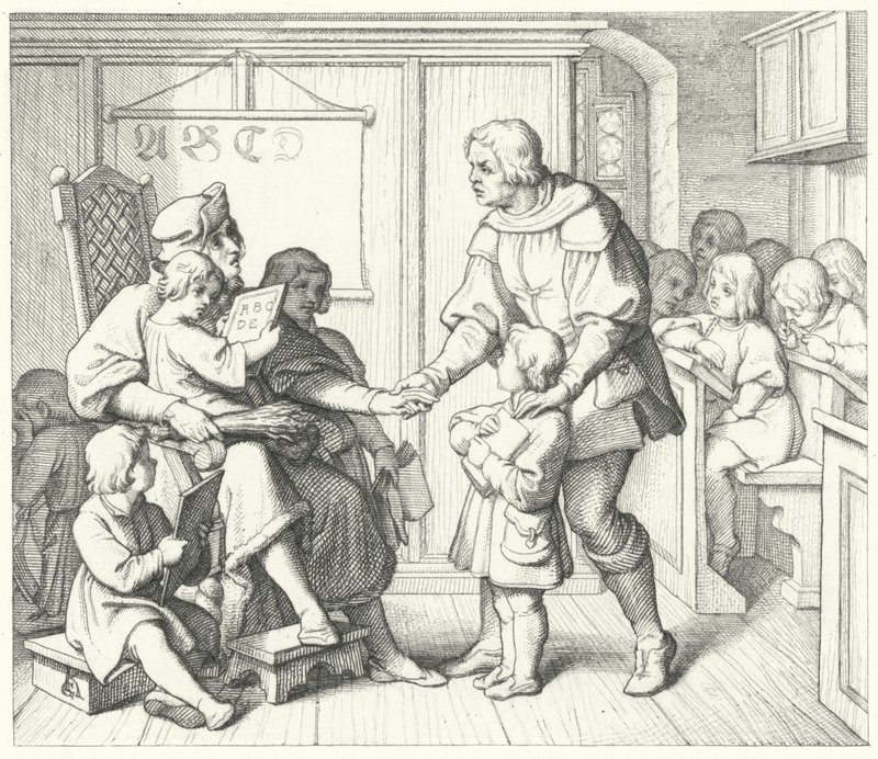 Martin Luther i skolan (gravyr) av Gustav Ferdinand Leopold Konig