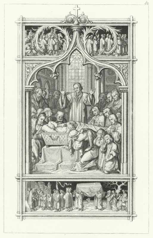 Martin Luthers begravning (gravyr) av Gustav Ferdinand Leopold Konig