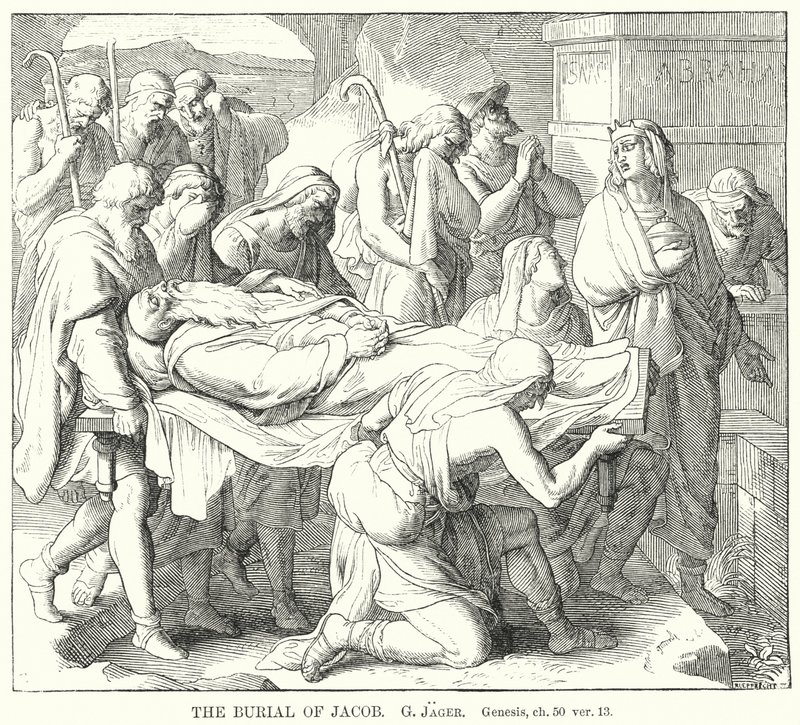 The Burial of Jacob, Genesis, ch 50, ver 13 (gravyr) av Gustav Jager
