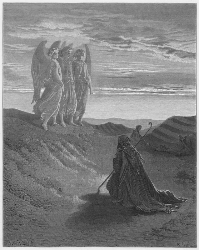 Gustave Dore Bibeln: Abraham och de tre änglarna av Gustave Dore