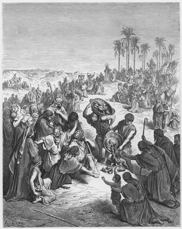 Gustave Dore Bibeln: Kristus matar folkmassan av Gustave Dore